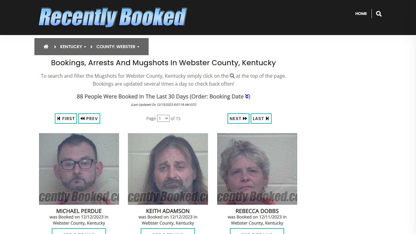Bookings, Arrests and Mugshots in Webster County, Kentucky